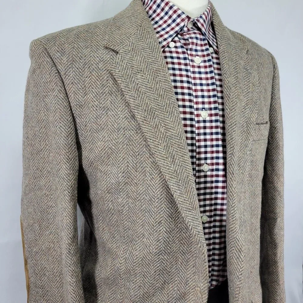 VTG Farah Men's Tweed‎ Sport Coat Blazer Two Button Herringbone Wool Size 42L
